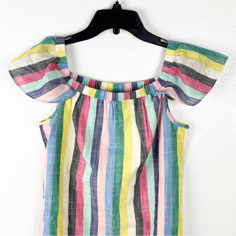 J. CREW Factory 100% Cotton Multicolored Striped Lined On Off Shoulder Dress 2 - Picture 8 of 8